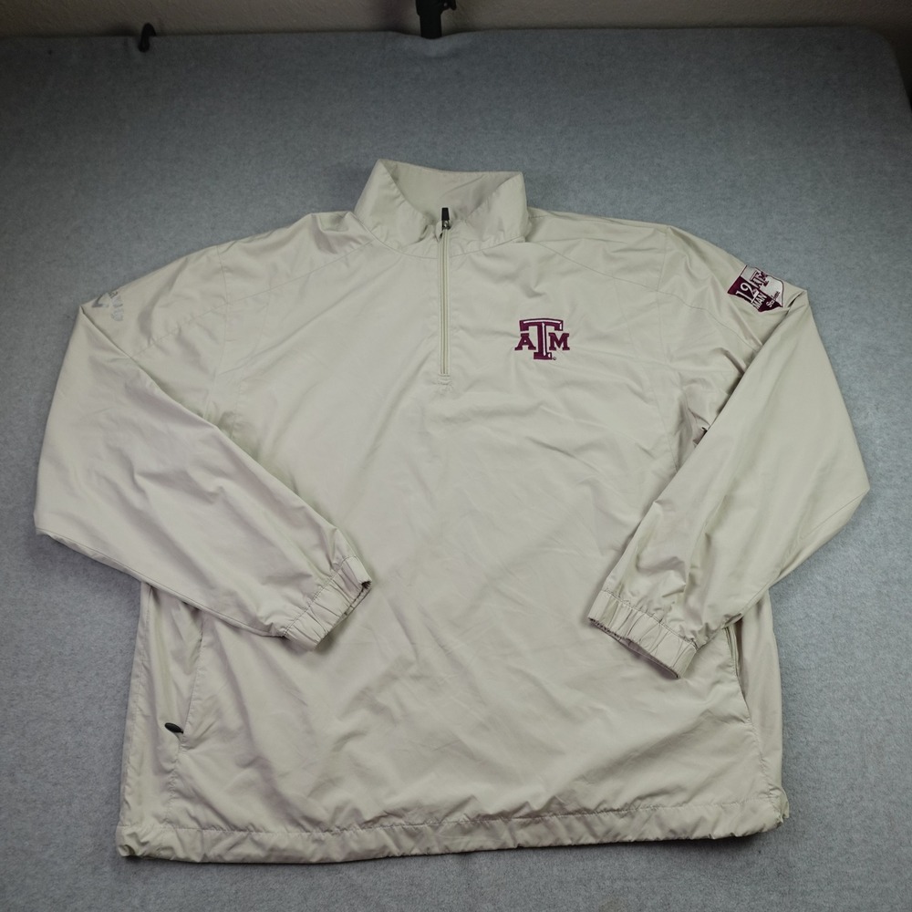 Texas A&M Pullover Mens XL Beige 1/4 Zip X Series Windbreaker Callaway
